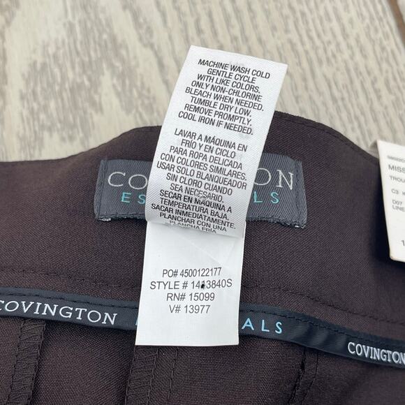 Covington Sz 14 Short Brown Classic Trouser Dress Pants Wide Leg Flat Front NWT - Picture 9 of 9